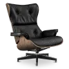 Cavel Lounge Chair Zwart Leer | Walnoot Schalen