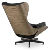 Cavel Lounge Chair Zwart Leer | Walnoot Schalen