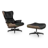 Cavel Lounge Chair Zwart Leer | Walnoot Schalen