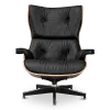 Cavel Lounge Chair Zwart Leer | Walnoot Schalen