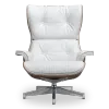 Cavel Lounge Chair Wit Leer | Walnoot Schalen