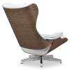 Cavel Lounge Chair Wit Leer | Walnoot Schalen