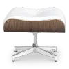 Cavel Lounge Chair Ottoman / Hocker Wit Leer | Walnoot Schaal