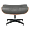 Cavel Lounge Chair Grijs Leer | Walnoot Schalen