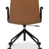 Cavel Lincoln Bureaustoel | Cognac PU Leer | Mat Zwart