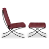 Paviljoen Chair XL Rood Velvet Set | Inclusief Voetenbank | Zwart Frame