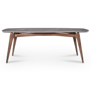Eettafel Japandi Deens Ovaal Antraciet Keramiek | Walnoot Onderstel