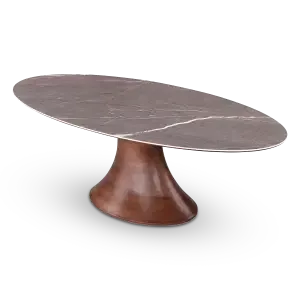 Ovale Tulip Eettafel Antraciet Keramiek Naturel Onderstel