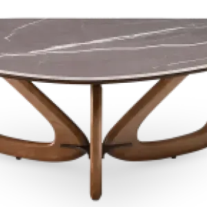 Japandi Salontafel Butterfly | Antraciet Keramiek | Walnoot Onderstel