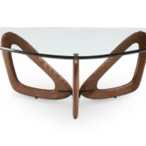Japandi Salontafel Butterfly | Glazen Blad | Walnoot Onderstel