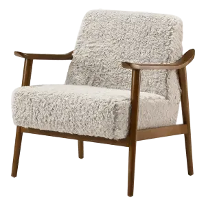 Cavel Hezel Scandinavische Lounge Chair Teddy Taupe Walnoot