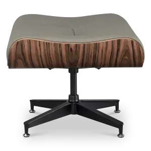 Cavel Lounge Chair Ottoman / Hocker Olijf Groen Leer | Naturel Palissander Schaal