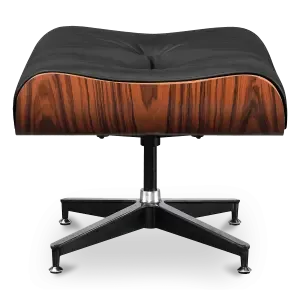 Cavel Lounge Chair Ottoman / Hocker Zwart Leer | Palissander Schaal