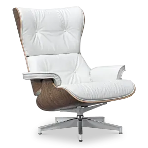 Cavel Lounge Chair Wit Leer | Walnoot Schalen