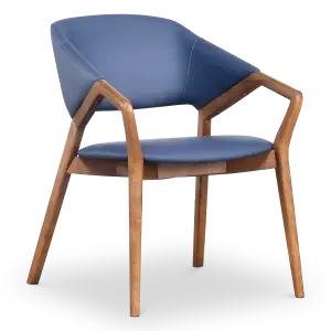 Japandi Eetkamerstoel Candorra | Blauw | Walnoot