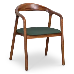 Artson Eetkamerstoel | Walnoot Hout | Groen PU Leer