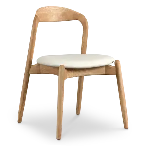 Bow Eetkamerstoel | Essen Hout | Offwhite PU Leer