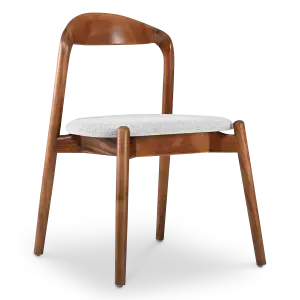 Bow Eetkamerstoel | Walnoot Hout | Wit Boucle