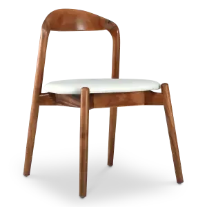 Bow Eetkamerstoel | Walnoot Hout | Offwhite PU Leer