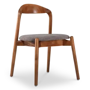 Bow Eetkamerstoel | Walnoot hout | Grijs Bruin Chenille
