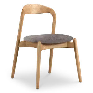 Bow Eetkamerstoel | Essen Hout | Grijs Bruin Chenille