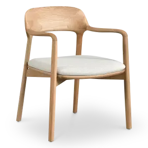 Kennedy Eetkamerstoel | Essen Hout | Wit Teddy / Boucle