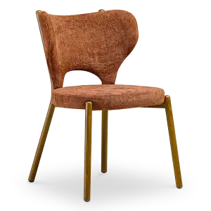 Japandi Eetkamerstoel Cho | Terracotta Chenille | Walnoot