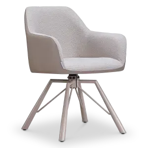 Draaibare Eetkamerstoel Nord | Taupe Boucle Taupe Leer  | Taupe Onderstel