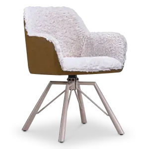 Draaibare Eetkamerstoel Nord | Taupe Sheepskin Cognac Leer  | Taupe Onderstel
