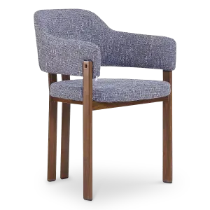 Japandi Eetkamerstoel Isamu | Blauw OTE | Walnoot Onderstel