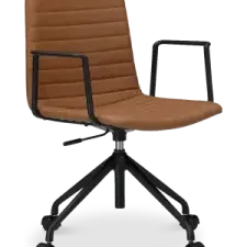 Cavel Lincoln Bureaustoel | Cognac PU Leer | Mat Zwart