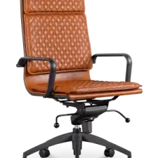 Diamond Softpad Bureaustoel Cognac | Hoge Rug