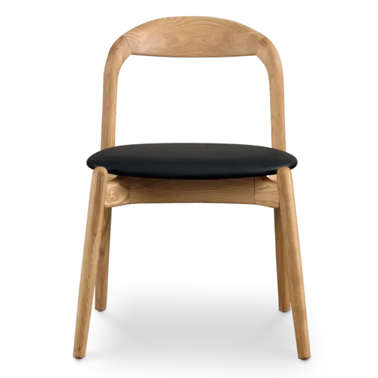 Bow Eetkamerstoel | Essen Hout | Zwart PU Leer