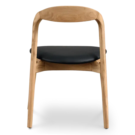 Bow Eetkamerstoel | Essen Hout | Zwart PU Leer