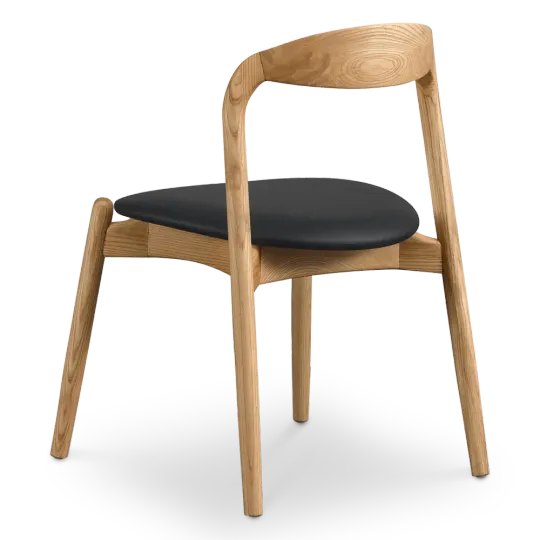 Bow Eetkamerstoel | Essen Hout | Zwart PU Leer