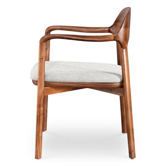 Kennedy Eetkamerstoel | Walnoot | Wit Teddy / Boucle