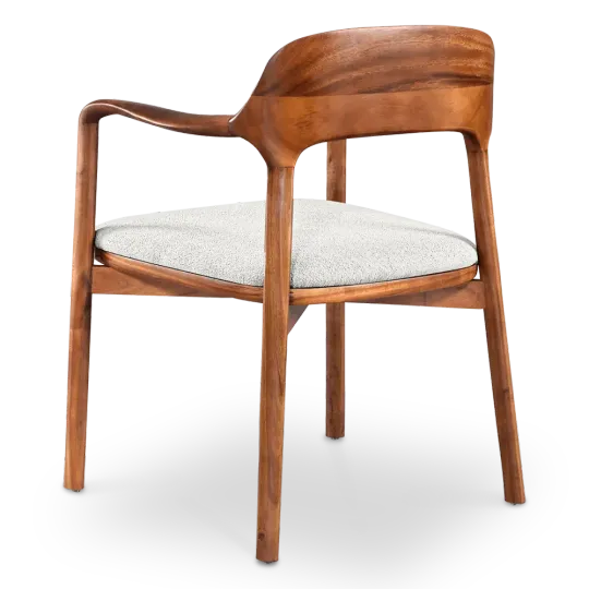 Kennedy Eetkamerstoel | Walnoot | Wit Teddy / Boucle