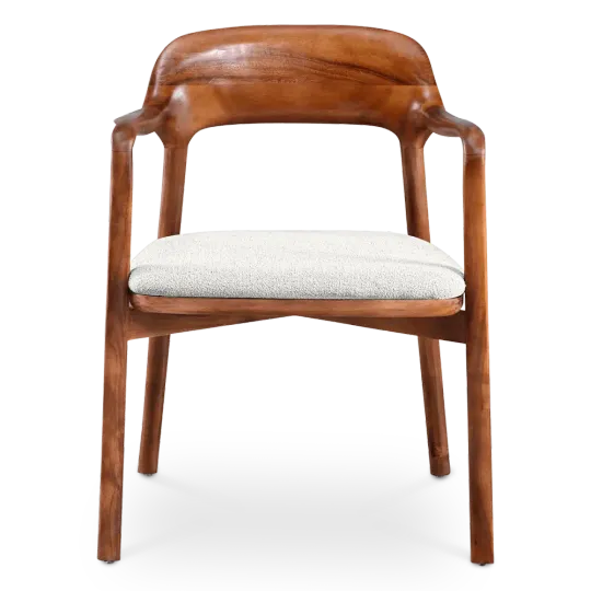 Kennedy Eetkamerstoel | Walnoot | Wit Teddy / Boucle