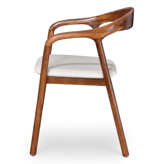Artson Eetkamerstoel | Walnoot Hout | Wit PU Leer