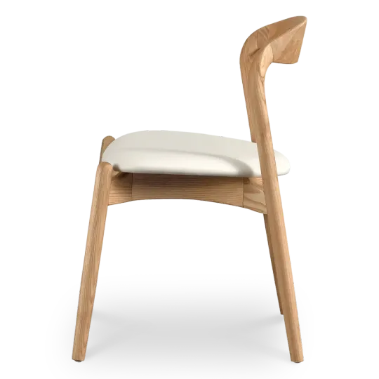 Bow Eetkamerstoel | Essen Hout | Offwhite PU Leer