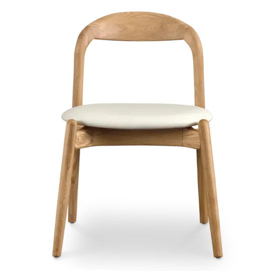 Bow Eetkamerstoel | Essen Hout | Offwhite PU Leer