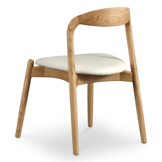 Bow Eetkamerstoel | Essen Hout | Offwhite PU Leer
