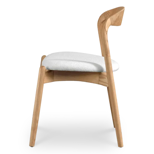 Bow Eetkamerstoel | Essen Hout | Wit Boucle