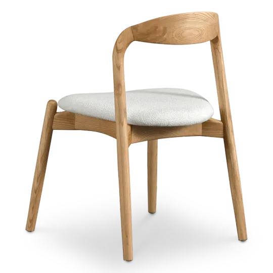 Bow Eetkamerstoel | Essen Hout | Wit Boucle