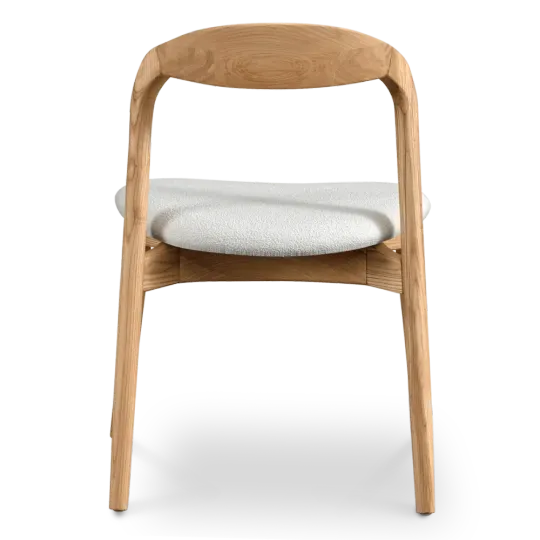Bow Eetkamerstoel | Essen Hout | Wit Boucle