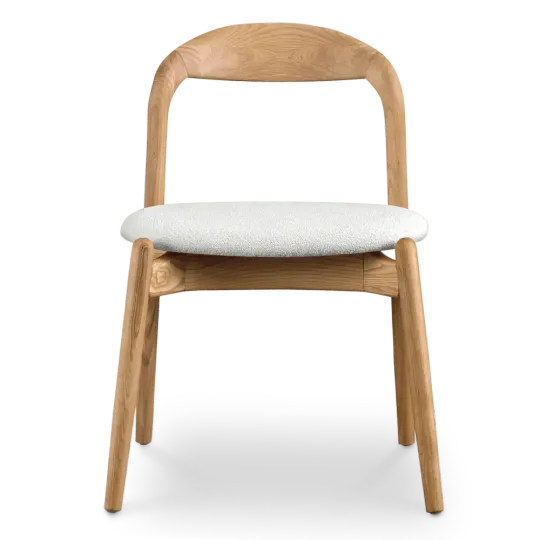 Bow Eetkamerstoel | Essen Hout | Wit Boucle