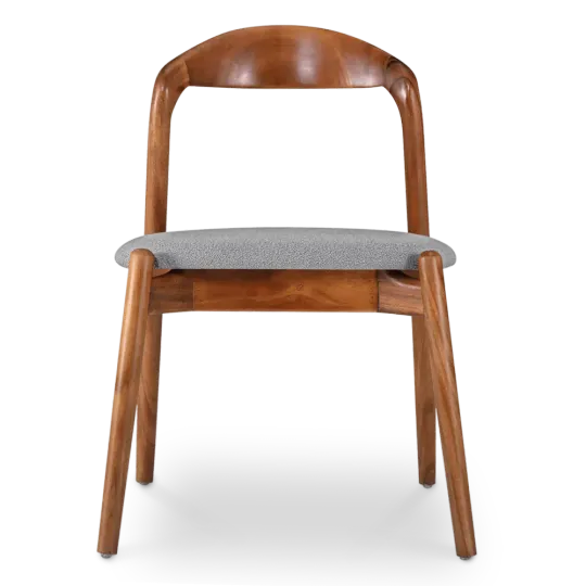 Bow Eetkamerstoel | Walnoot Hout | Grijs Boucle