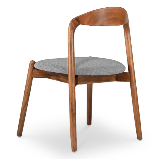 Bow Eetkamerstoel | Walnoot Hout | Grijs Boucle