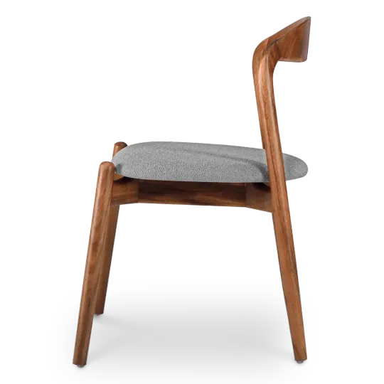 Bow Eetkamerstoel | Walnoot Hout | Grijs Boucle