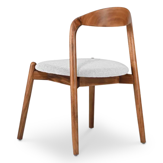 Bow Eetkamerstoel | Walnoot Hout | Wit Boucle